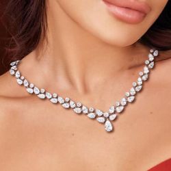 Classic Pear Cut White Sapphire Necklace Necklace For Women  