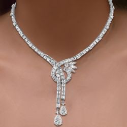 Classic Pear Cut White Sapphire Lariat Necklace For Women 
