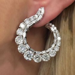  Round Cut White Sapphire Jewelry Hoop Earrings For Women