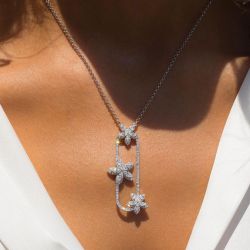 Flower Round & Marquise Cut White Sapphire Jewelry Pendent Necklace For Women 