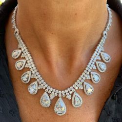 Halo Pear Cut White Sapphire Wedding Necklace For Women