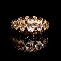 Golden Oval Cut White Sapphire Wedding Band For Women 