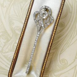 Milgrain Round Cut White Sapphire Brooch For Women 