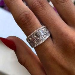 Baguette Cut White Sapphire Wedding Band For Women