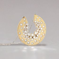 Two Tone Round Cut White Sapphire Pendant Wedding Necklace For Women  