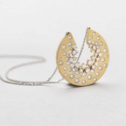 Two Tone Round Cut White Sapphire Pendant Wedding Necklace For Women  