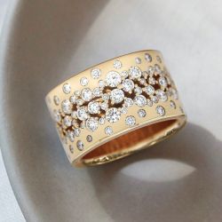 Golden Round Cut White Sapphire Wedding Band  