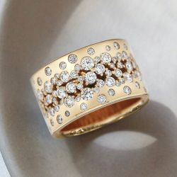 Golden Round Cut White Sapphire Wedding Band  
