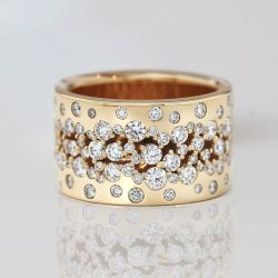 Golden Round Cut White Sapphire Wedding Band  