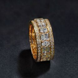 Golden Oval Cut White Sapphire Wedding Band Women's Jewelry  