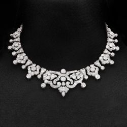 Round Cut White Sapphire Wedding Necklace Women's Jewelry  