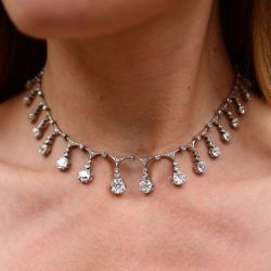 Round Cut White Sapphire Wedding Necklace For Women 