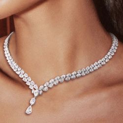 Double Row Pear Cut White Sapphire Wedding Necklace For Women