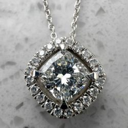 Cushion Cut White Sapphire Pendant Wedding Necklace For Women 