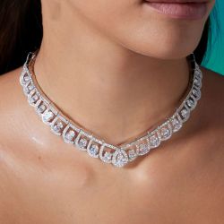 Pear Cut White Sapphire Wedding Necklace Women's Jewelry 