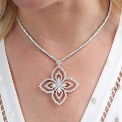 Round Cut White Sapphire Wedding Necklace For Women