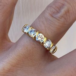 Golden Round Cut White Sapphire Wedding Band Women's Jewelry 