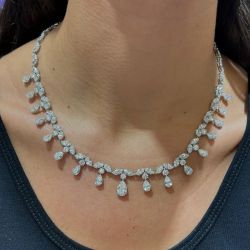 Pear Cut White Sapphire Wedding Necklace Women's Jewelry 