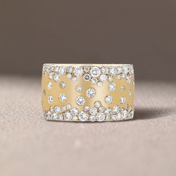 Golden Round Cut White Sapphire Wedding Band For Women