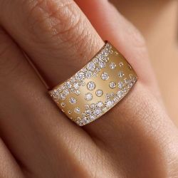 Golden Round Cut White Sapphire Wedding Band For Women