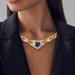 Heart Cut Blue Sapphire Wedding Necklace For Women 