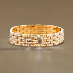 Golden Round Cut White Sapphire Bracelets For Women 