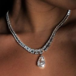 Pear Cut White Sapphire Wedding Necklace For Women 