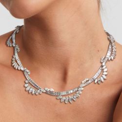 Marquise Cut White Sapphire Wedding Necklace For Women