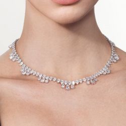 Pear Cut White Sapphire Wedding Necklace For Women