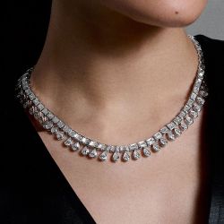 Pear Cut White Sapphire Wedding Necklace For Women 