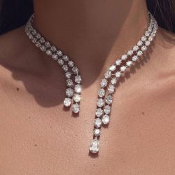 Oval Cut White Sapphire Wedding Necklace For Women