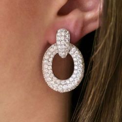 Round Cut White Sapphire Drop Earrings For Women