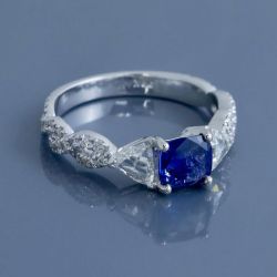 Next Necklace Cushion Cut Blue Sapphire Engagement Ring For Women