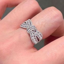 Knot Ring Round Cut White Sapphire Wedding Band For Women