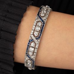 Art Déco Round Cut Blue Sapphire Bracelets For Women
