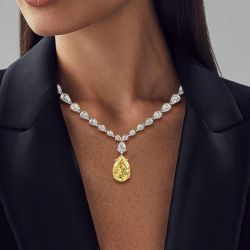 Two Tone Pear Cut Yellow Sapphire Necklace Wedding Necklace For Women