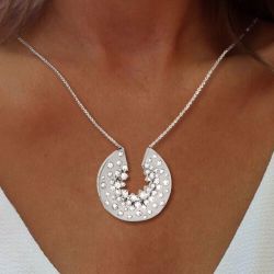 Round Cut White Sapphire Pendant Wedding Necklace For Women