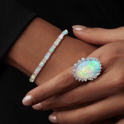 Oval Cut Opal Ring & Bracelet Sets For Women