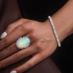 Oval Cut Opal Ring & Bracelet Sets For Women