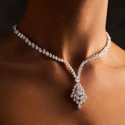 Pear Cut White Sapphire Wedding Necklace For Women