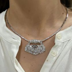 Round Cut White Sapphire Wedding Necklace For Women