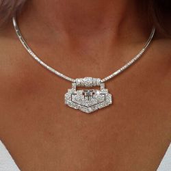 Round Cut White Sapphire Wedding Necklace For Women