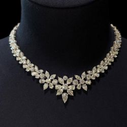Pear Cut White Sapphire Tennis Statement Necklace For Women 