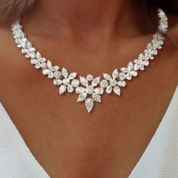 Pear Cut White Sapphire Tennis Wedding Necklace For Women 
