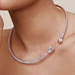 Pear Cut White Sapphire Wedding Choker Necklace For Women