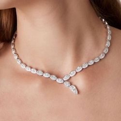 Pear Cut White Sapphire Necklace For Women 