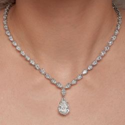 Pear Cut White Sapphire Wedding Necklace For Women