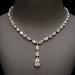 Multi Cut White Sapphire Wedding Necklace For Women