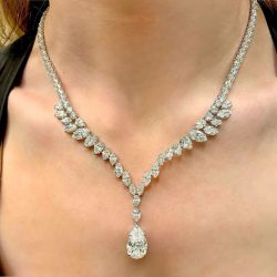 Pear Cut White Sapphire Wedding Necklace For Women