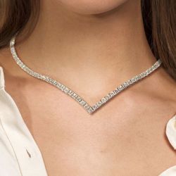 Next Necklace Princess Cut White Sapphire Tennis Wedding Necklace For Women